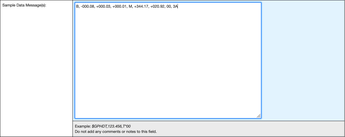 Sample Data Messages