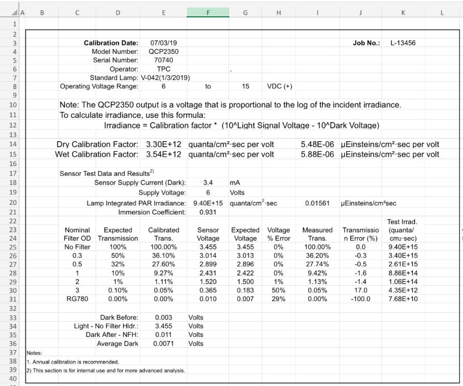 QCP2350 calibration file example